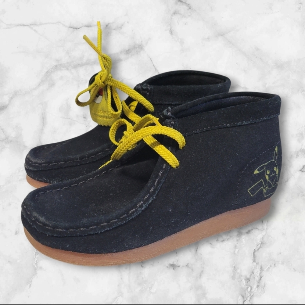 Clarks Original Pokemon Wallabee Mist Pikachu Suede Black Boot Shoe Kids 13